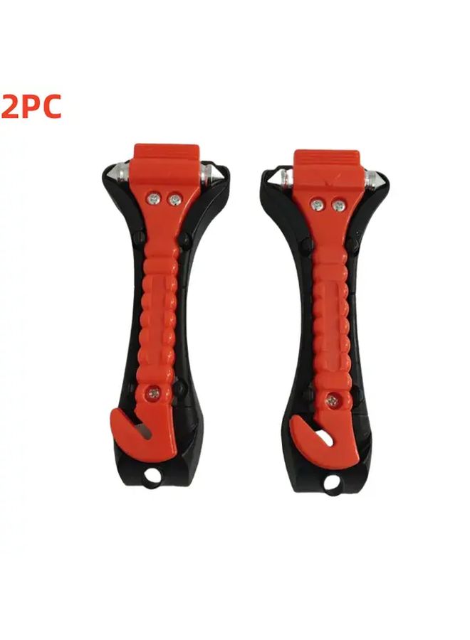 2pcs Red Premium Car Glass Breaker Safety Hammer Emergency Escape Tool With Window Breaker And Seat Belt Cutter Life Saving Survival Kit - Image 1