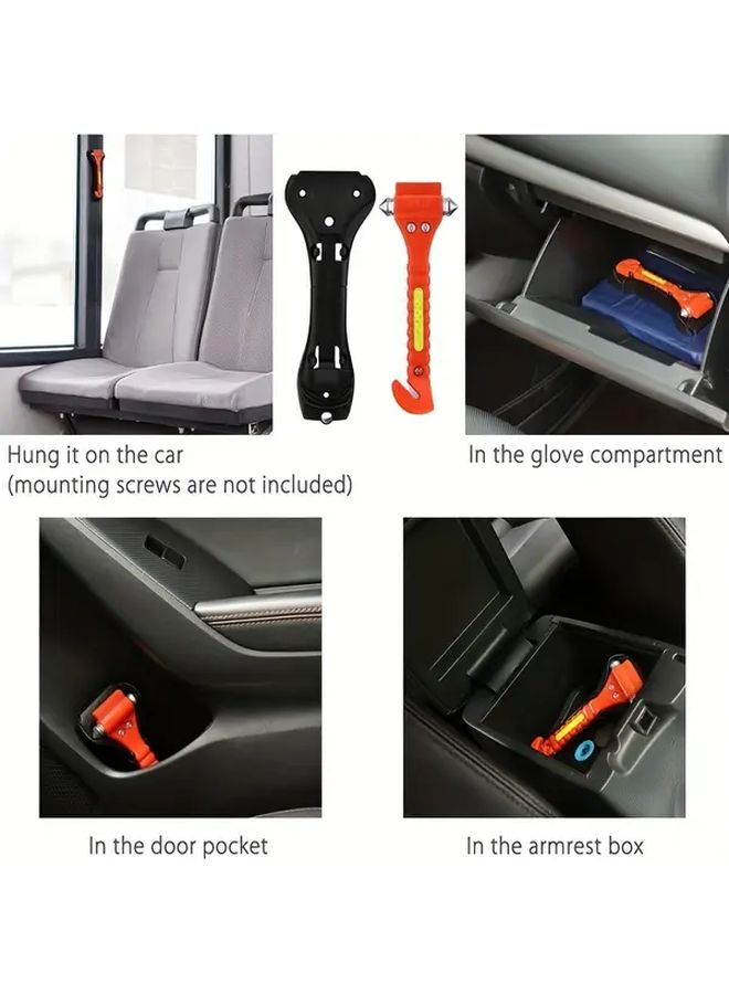 2pcs Red Premium Car Glass Breaker Safety Hammer Emergency Escape Tool With Window Breaker And Seat Belt Cutter Life Saving Survival Kit - Image 5