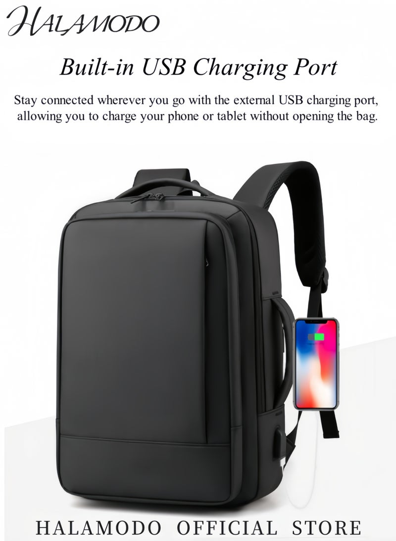 HALAMODO Laptop Backpack Business Slim Durable Laptops Travel Backpacks with USB Charging Port, College Backpacks Computer Bag Gifts for Men and Women Fits Notebook  - Image 3