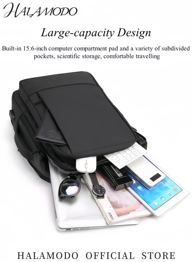HALAMODO Laptop Backpack Business Slim Durable Laptops Travel Backpacks with USB Charging Port, College Backpacks Computer Bag Gifts for Men and Women Fits Notebook  - Image 2