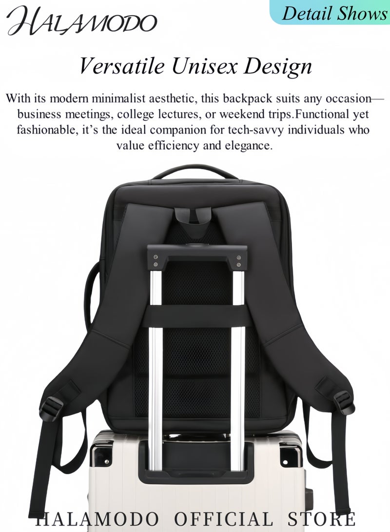 HALAMODO Laptop Backpack Business Slim Durable Laptops Travel Backpacks with USB Charging Port, College Backpacks Computer Bag Gifts for Men and Women Fits Notebook  - Image 4