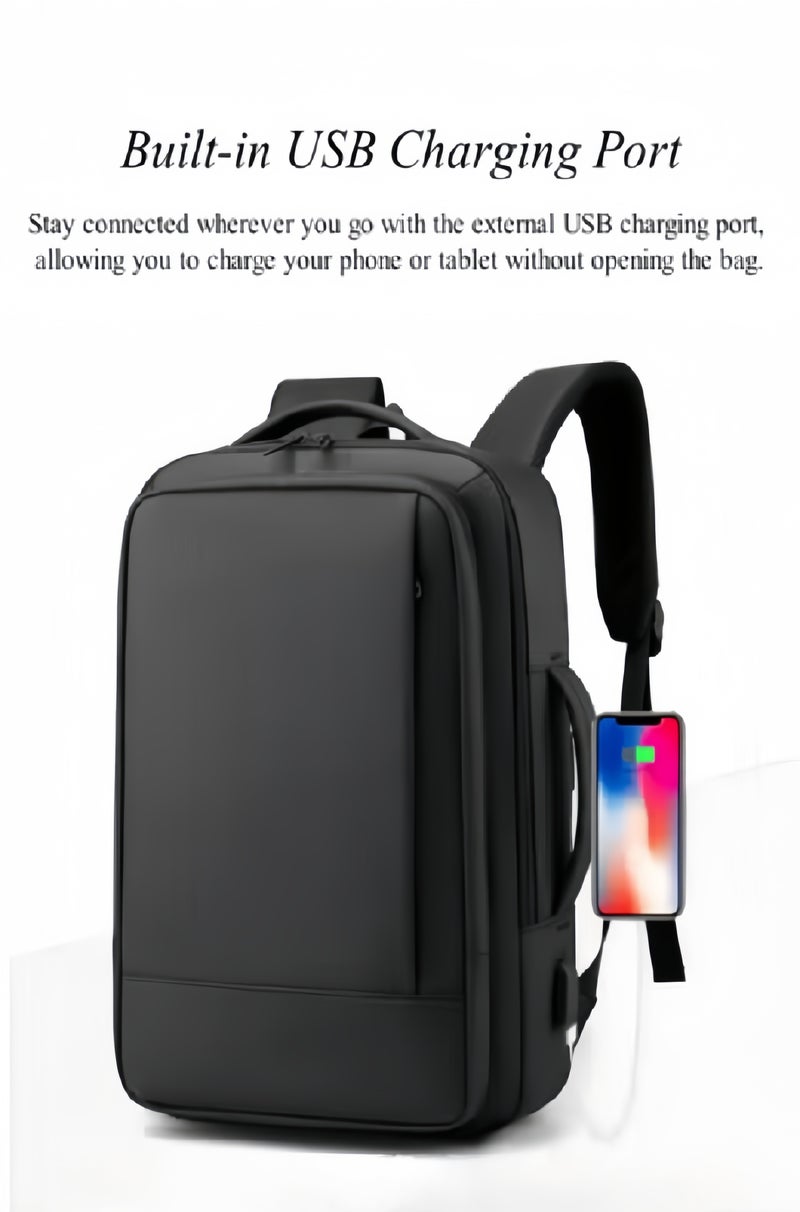 حقيبة ظهر للكمبيوتر المحمول للأعمال، حقيبة ظهر متينة رفيعة للسفر مع منفذ شحن USB، حقيبة ظهر جامعية، حقيبة كمبيوتر هدايا للرجال والنساء، تناسب الكمبيوتر المحمول - Image 3