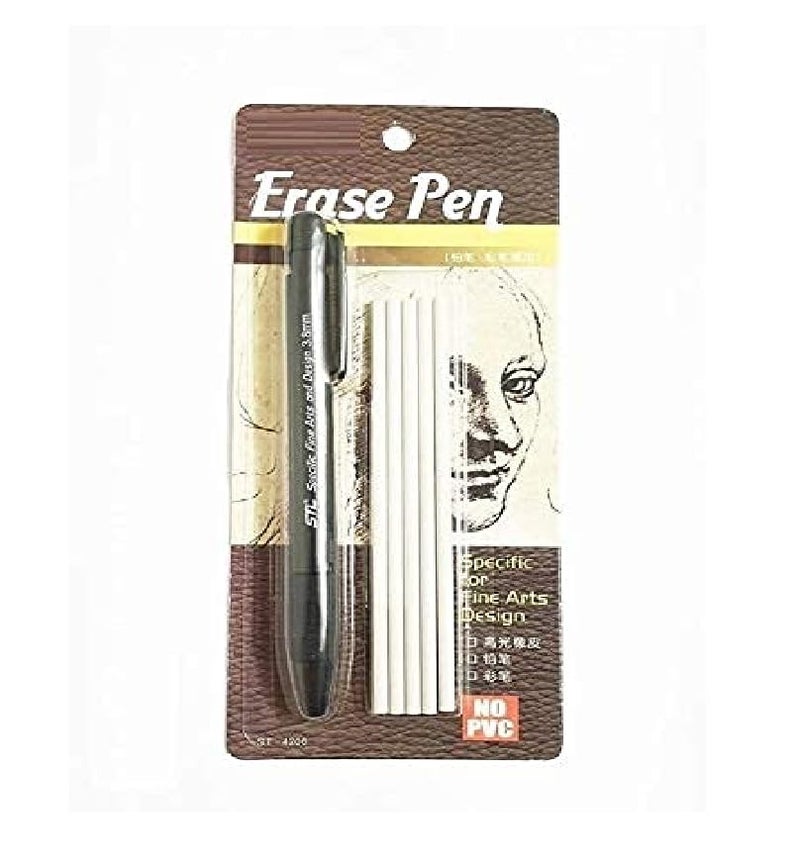 KRYTONE�.Fx Eraser Pen Mechanical Refillable 2.3mm Erase Pen with 5 Eraser Refills for Fine Artwork Sketching Drawing Arts Graphics Designs,Black Eraser - Image 1
