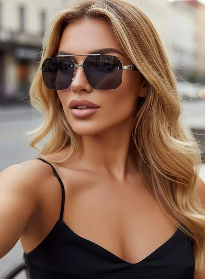 تايك تو Retro Double Bridge Square Sunglasses