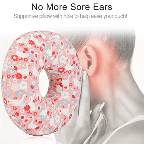 Heal n Hope Ear Piercing Pillow for Side Sleeping CHN Pillow with Hole for Side Sleepers Ear Pain Inflammation Pressure Sores OShaped Donut Guard Pink Goose - Image 5