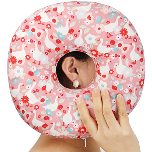 Heal n Hope Ear Piercing Pillow for Side Sleeping CHN Pillow with Hole for Side Sleepers Ear Pain Inflammation Pressure Sores OShaped Donut Guard Pink Goose - Image 2