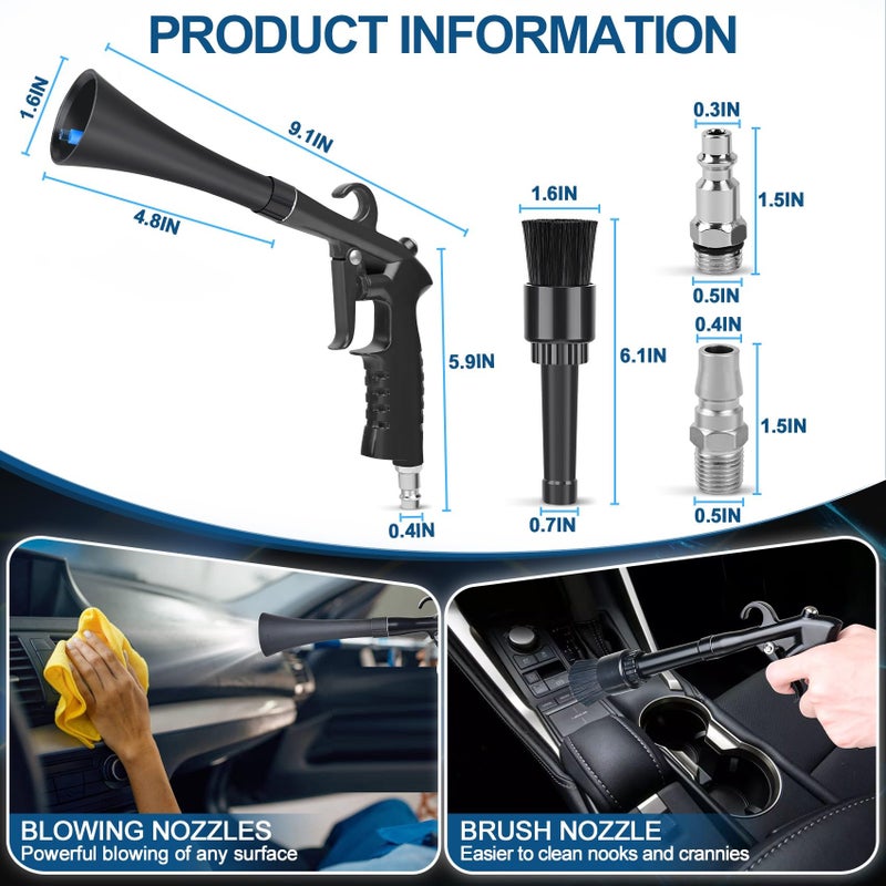 PARAROSE Car Cleaning Gun Detailing Interior Dryer Air Blow Gun, High Pressure Blower Gun, Car Detailing Kit Interior Cleaner, Car Detailing Tools for Car Quickly Blasts Dirt and Dust Works with Air - Image 4
