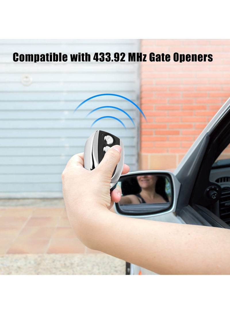433mhz Remote Control, 5Pcs Gate Opener Remote with 4 Button for Automatic Swing Sliding Gate Opener Garage Door Opener, Wireless Transmitter Key Fobs Security Gate Controller with Keychain - Image 2