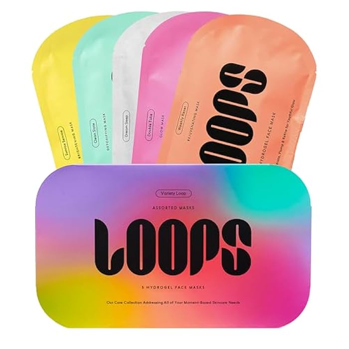 LOOPS VARIETY LOOP KIT - Hydrogel Korean Face Mask for Every Skin- Five Collagen Face Masks fo, Detoxifying, Repairing, & Rejuvenating - Gifts for Women, Stocking Stuffer - 5 Pc - Image 1