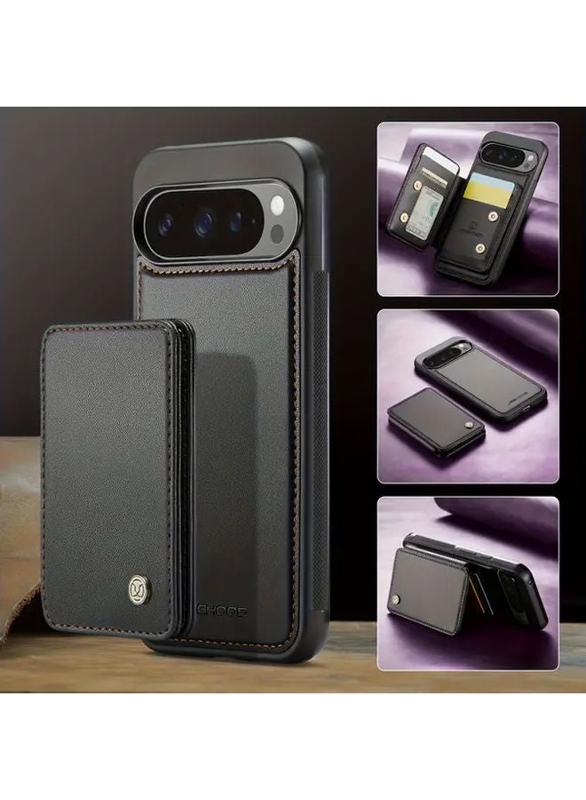 Brown Magnetic Card Holder Anti Skimming Case For Google Pixel 9 With Stand - Image 1