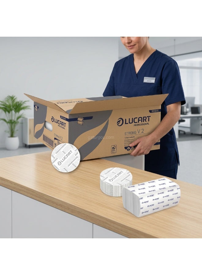 Lucart V-Fold Strong Tissue Paper | 2 Ply Hand Towel Tissue | Commercial Washroom Paper Towels | 190 Sheets | 20 Packets - Image 5