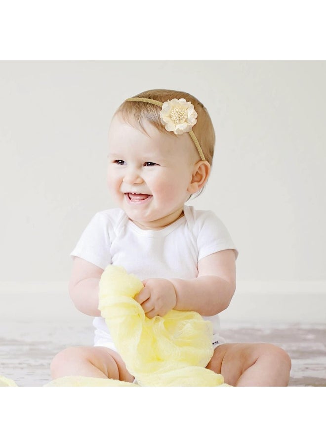 Cinaci Cinaci 18 Pack Colorful Daisy Rose Flower Hair Bows Chiffon Flowers Baby Headbands Handmade Floral Bow Elastic Stretchy Nylon Hair Bands Accessories for Baby Girls Newborns Infants Toddlers Kids Teens  - Image 3