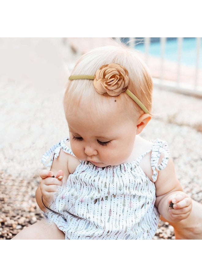 Cinaci Cinaci 18 Pack Colorful Daisy Rose Flower Hair Bows Chiffon Flowers Baby Headbands Handmade Floral Bow Elastic Stretchy Nylon Hair Bands Accessories for Baby Girls Newborns Infants Toddlers Kids Teens  - Image 2