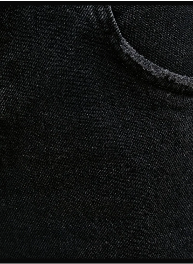 كوتون Pocket Detail Destroyed Denim Shorts