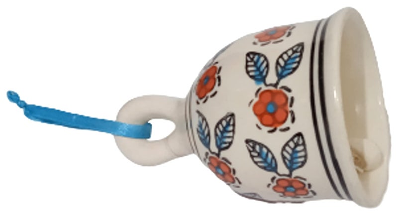 Purpledip Ceramic Painted Bell: Wall Door Hanging with Resonating Sound, 5 Inches Tall (12365) - Image 2