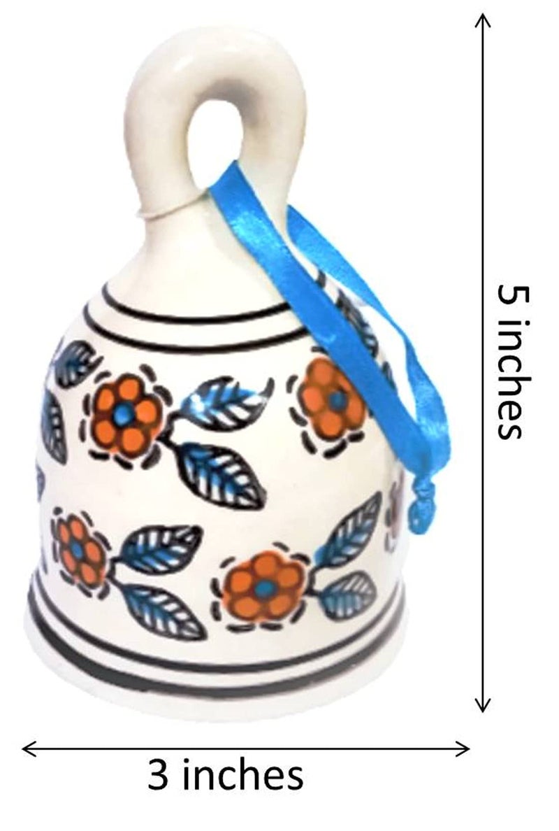 Purpledip Ceramic Painted Bell: Wall Door Hanging with Resonating Sound, 5 Inches Tall (12365) - Image 4