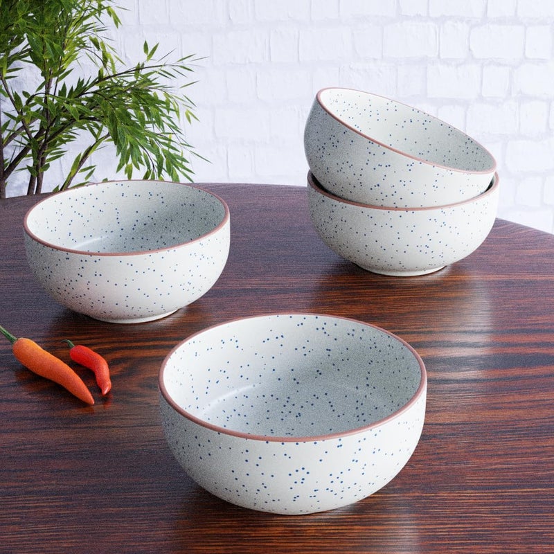 The Earth Store White Matte Brown 150ml Ceramic Bowl Dishwasher & Microwave Safe, Serving Mixing Bowl for Snacks, Dal, Curry, Fruits, Salad & Maggi Perfect for Gifting- Set of 4 - Image 5