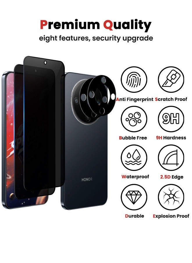 SPFYEAH [2+2 Pack] Honor X9d Privacy Screen Protector with Camera Lens Protector, [28° Anti-Spy][9H Hardness][Touch Sensitive][Anti Scratch][Bubble Free][Case Friendly] Protector Set for Honor X9d 5G 6.79 inch (Boxed, 2+2 PCS) - Image 5