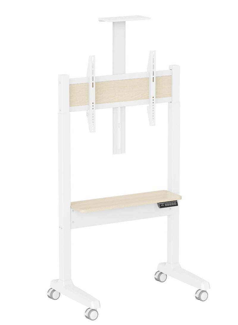 Powerology Electric TV Stand with Vertical Height Adjustment / 70KG Max Load / 37" - 89" Tv Size / 118-158 cm Adjustable Height /Control Panel - White - Image 5