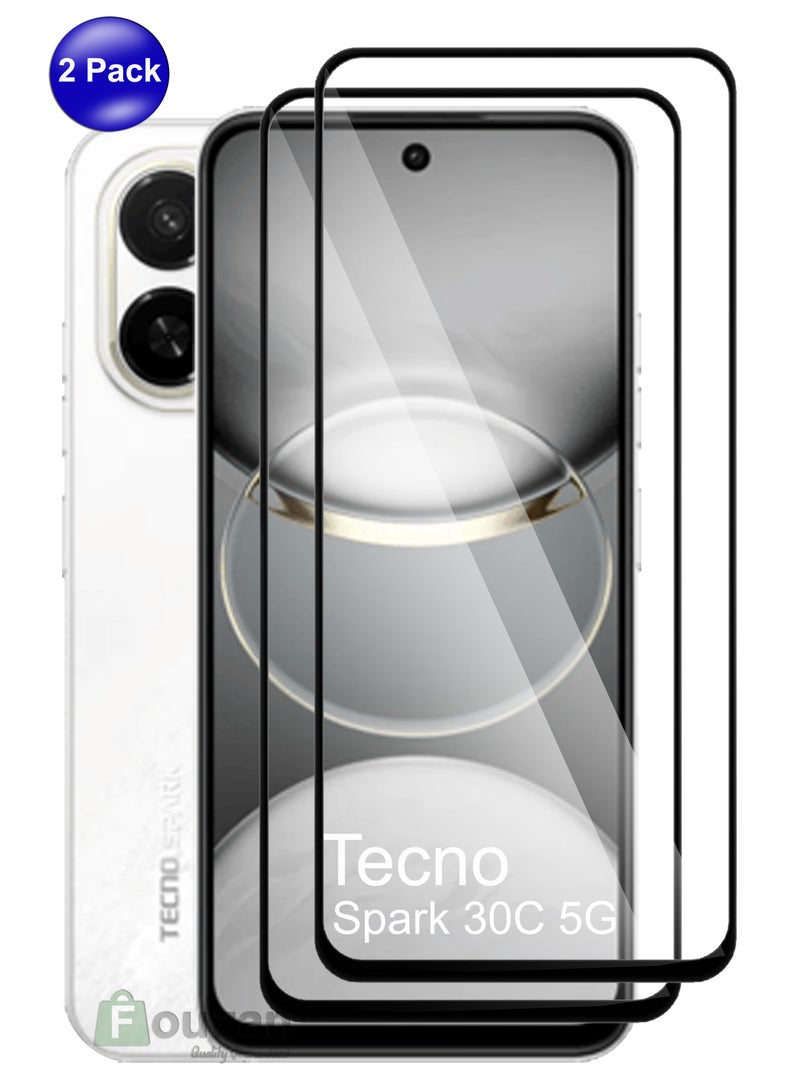 For Tecno Spark 30c 5G - 2 Pack Tempered Glass Screen Protector - Delicate Touch , Higher Transparency , Easy to Install ,Anti-scratch and Bubble-free Screen Protector - Black - Image 1
