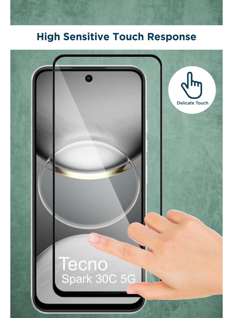 For Tecno Spark 30c 5G - 2 Pack Tempered Glass Screen Protector - Delicate Touch , Higher Transparency , Easy to Install ,Anti-scratch and Bubble-free Screen Protector - Black - Image 2