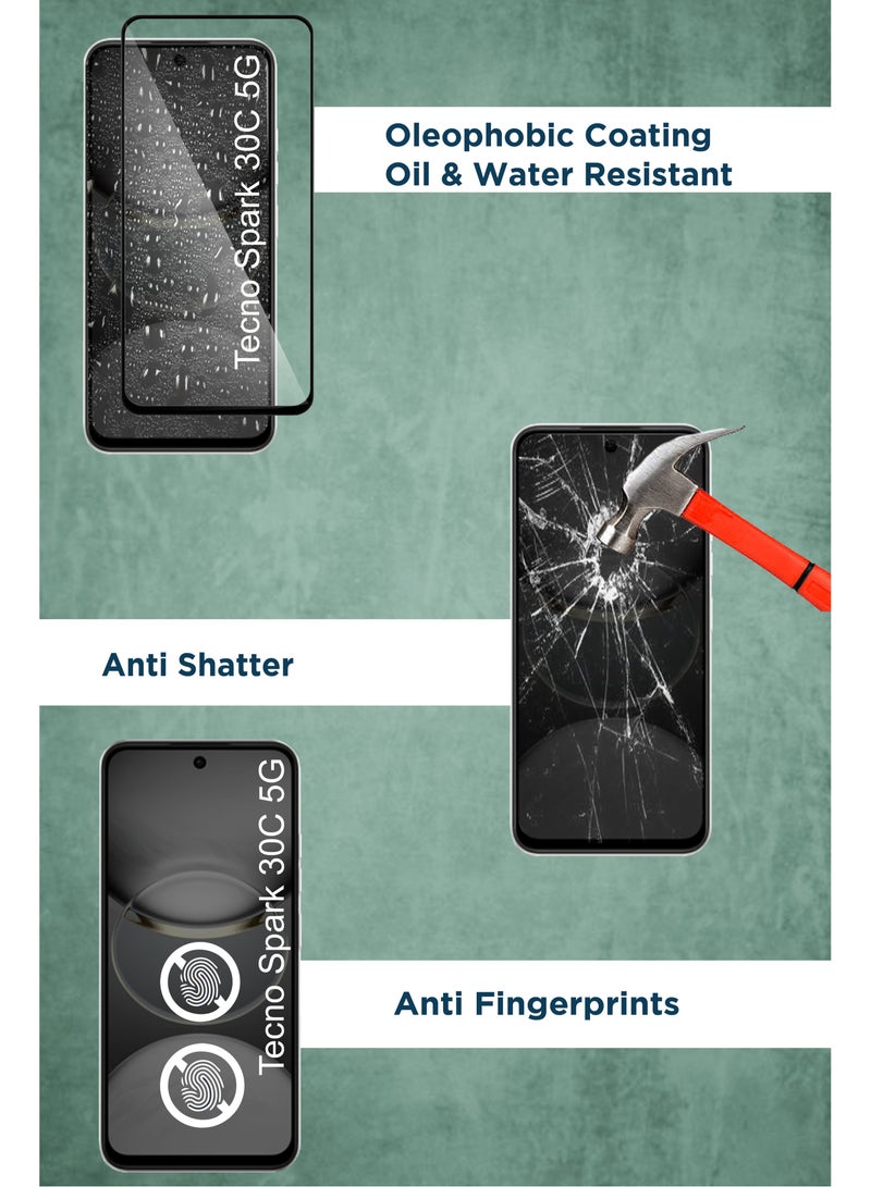 For Tecno Spark 30c 5G - 2 Pack Tempered Glass Screen Protector - Delicate Touch , Higher Transparency , Easy to Install ,Anti-scratch and Bubble-free Screen Protector - Black - Image 4