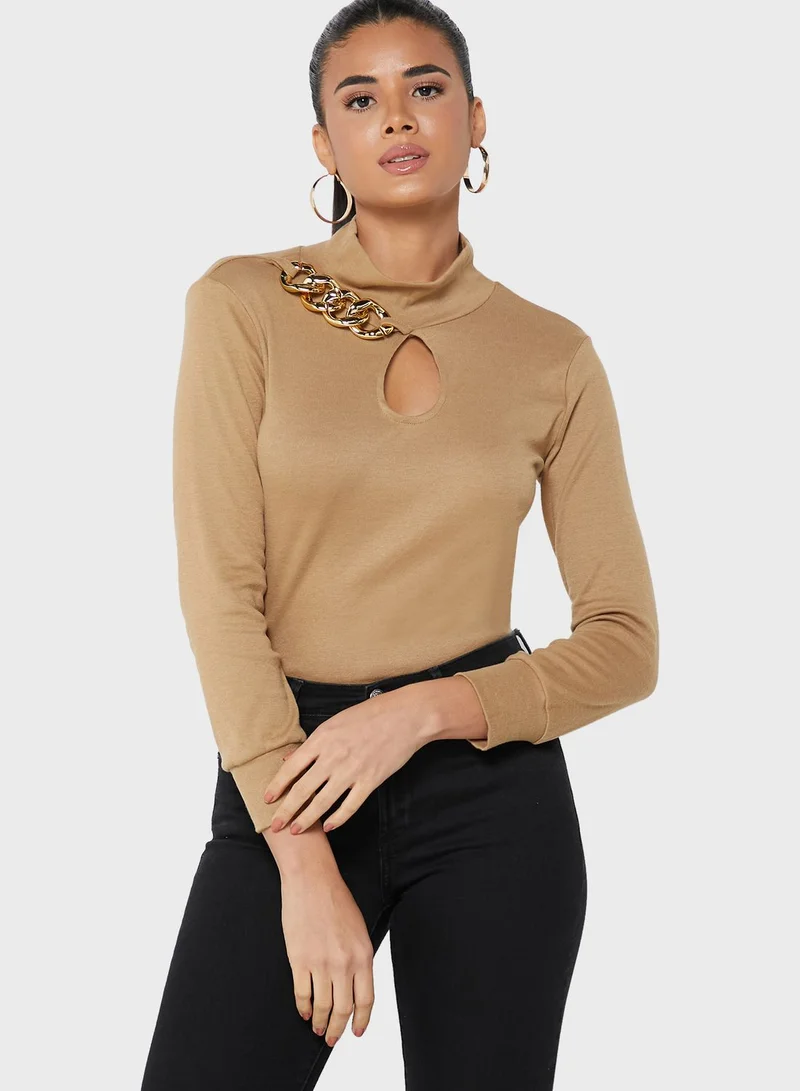 ELLA Keyhole High Neck Sweater