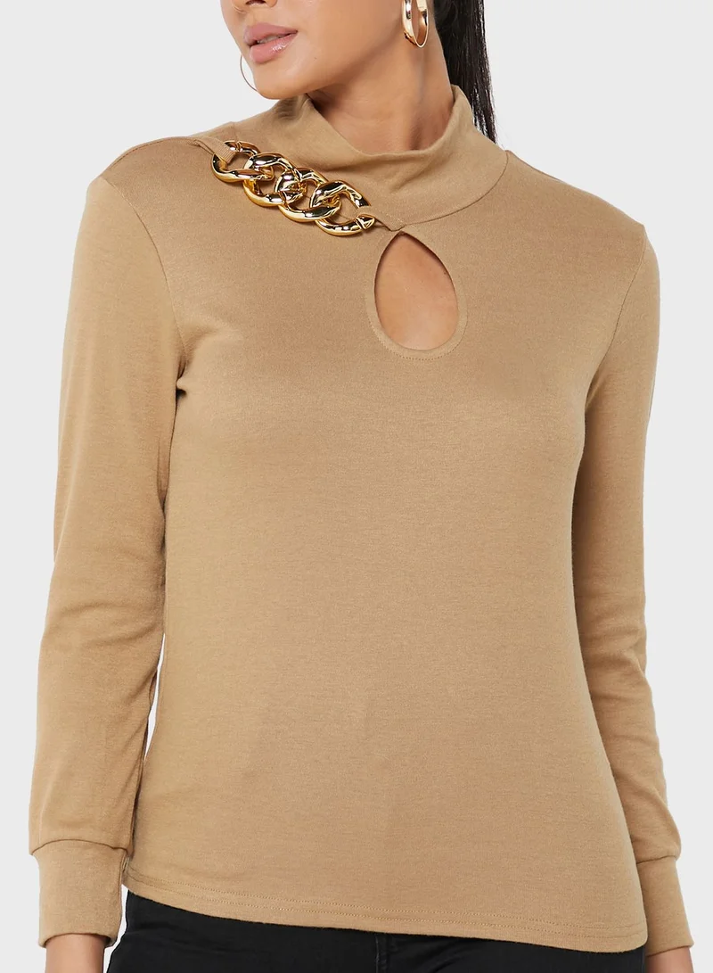 ELLA Keyhole High Neck Sweater