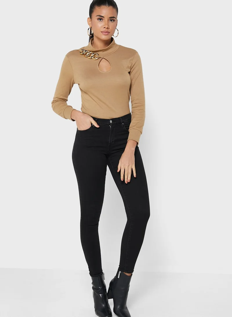 ELLA Keyhole High Neck Sweater