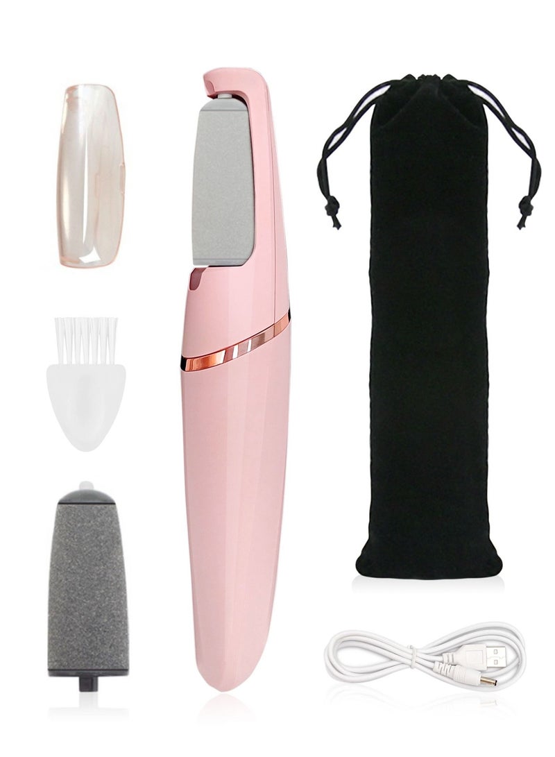 Syarme Electric Foot Callus Remover, Rechargeable Pedicure Kit Foot File, 2-Speed Speed Regulation with 2 grinding Roller Heads for Remove Cracked Heels Calluses and Hard Skin, Pink - Image 1