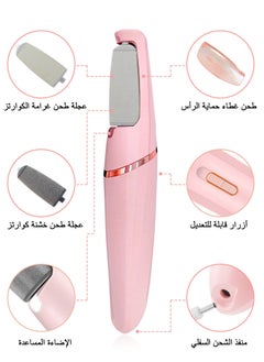 Syarme Electric Foot Callus Remover, Rechargeable Pedicure Kit Foot File, 2-Speed Speed Regulation with 2 grinding Roller Heads for Remove Cracked Heels Calluses and Hard Skin, Pink  - Image 3