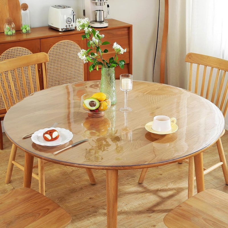 Warmstar Clear Table Protector 2mm Thick, Dia.24 Inch Round Clear Table Cover Protector, Plastic Table Cover, Clear Desk Mat Desk Pad, Desk Protector Mat for Coffee Table, Writing Desk, Dining Room - Image 1