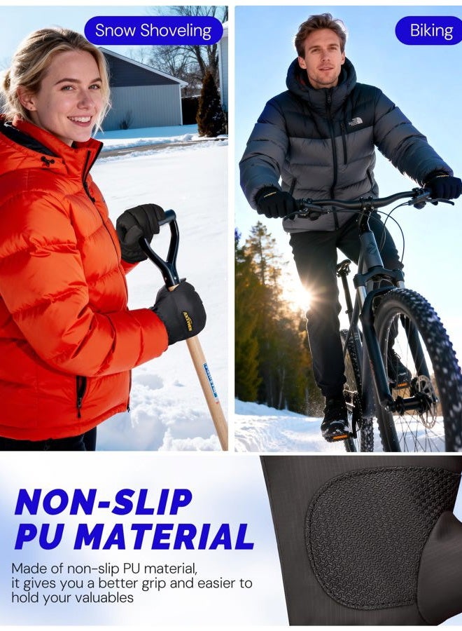 AXEVMEN Winter Waterproof Gloves (Black, Small) - Image 5
