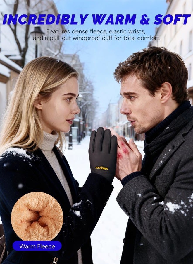 AXEVMEN Winter Waterproof Gloves (Black, Small) - Image 2
