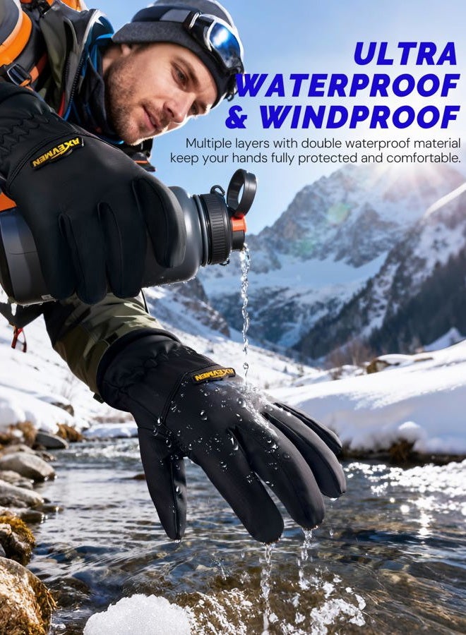 AXEVMEN Winter Waterproof Gloves (Black, Small) - Image 3