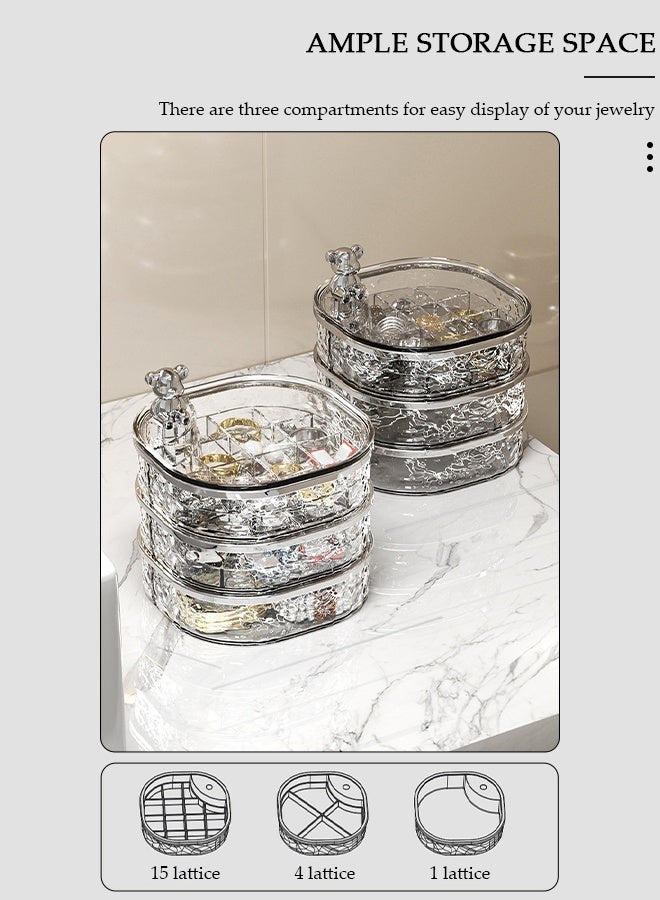 DUNISO 360° Rotating Jewelry Box, Versatile Acrylic Small Jewelry Organizer, Dustproof and Transparent Jewelry Storage Box, Travel Accessory Boxes with Lid for Earrings, Rings, Necklaces - Image 2