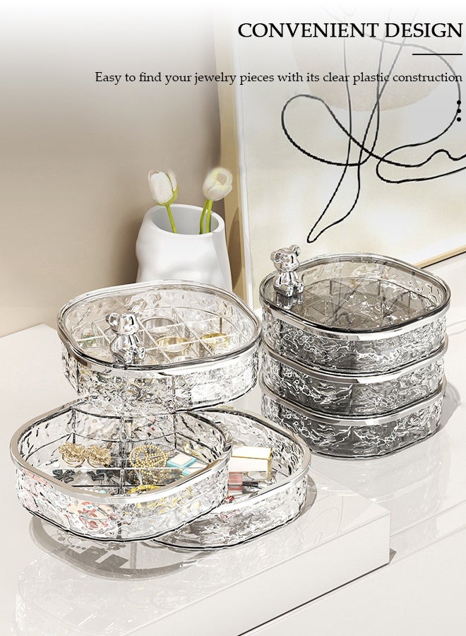 DUNISO 360° Rotating Jewelry Box, Versatile Acrylic Small Jewelry Organizer, Dustproof and Transparent Jewelry Storage Box, Travel Accessory Boxes with Lid for Earrings, Rings, Necklaces - Image 3