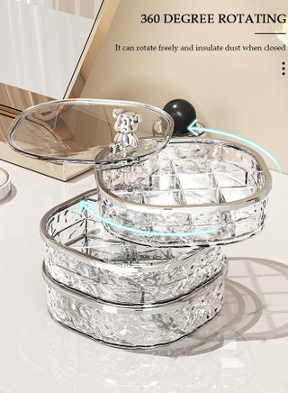 360° Rotating Jewelry Box, Versatile Acrylic Small Jewelry Organizer, Dustproof and Transparent Jewelry Storage Box, Travel Accessory Boxes with Lid for Earrings, Rings, Necklaces - view 4