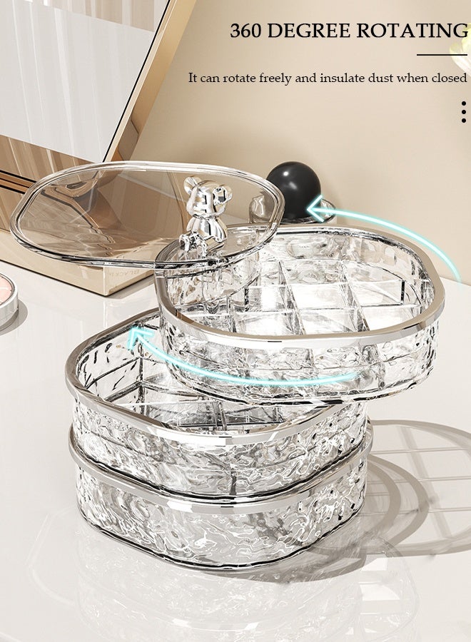 DUNISO 360° Rotating Jewelry Box, Versatile Acrylic Small Jewelry Organizer, Dustproof and Transparent Jewelry Storage Box, Travel Accessory Boxes with Lid for Earrings, Rings, Necklaces - Image 4