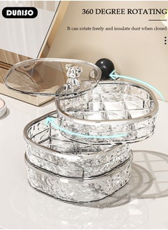 DUNISO 360° Rotating Jewelry Box, Versatile Acrylic Small Jewelry Organizer, Dustproof and Transparent Jewelry Storage Box, Travel Accessory Boxes with Lid for Earrings, Rings, Necklaces  - Image 5