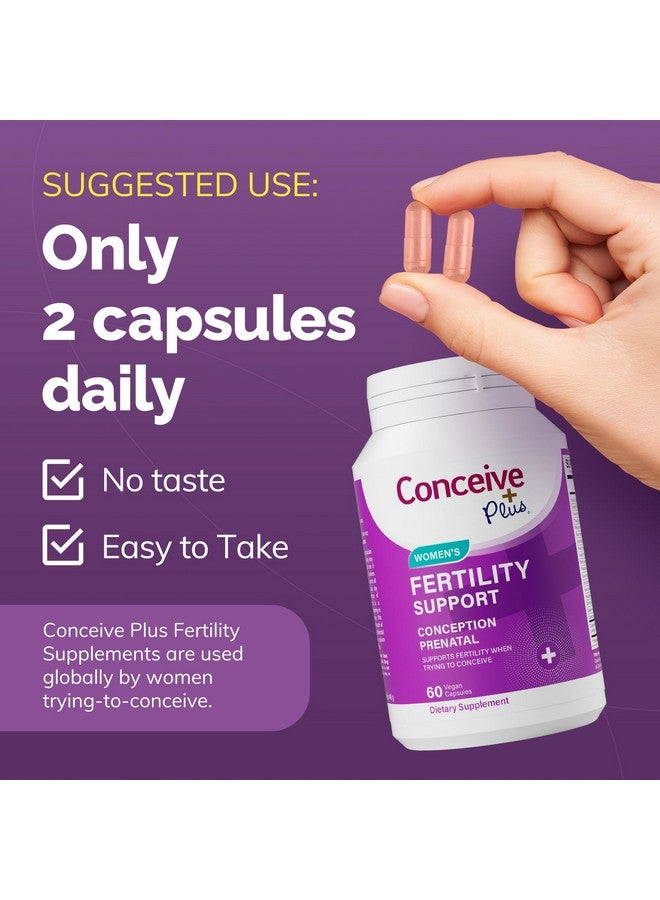Conceive Plus كونسيف بلس دعم الخصوبة للنساء: مكملات الحمل قبل الولادة لها، تساعد في توازن الهرمونات والدورات المنتظمة - حمض الفوليك، B12، زنك، بيوتين، غير معدلة وراثيًا - 60 كبسولة لينة نباتية - Image 5