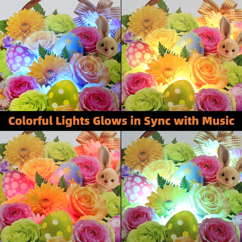 Tcamp Easter Cards with Envelope, Pop Up Easter Cards with Music and Lights, Easter Eggs Bunny Flower Basket Easter Card for Kids Adults Women Mom Daughter Sister Girls - Image 4