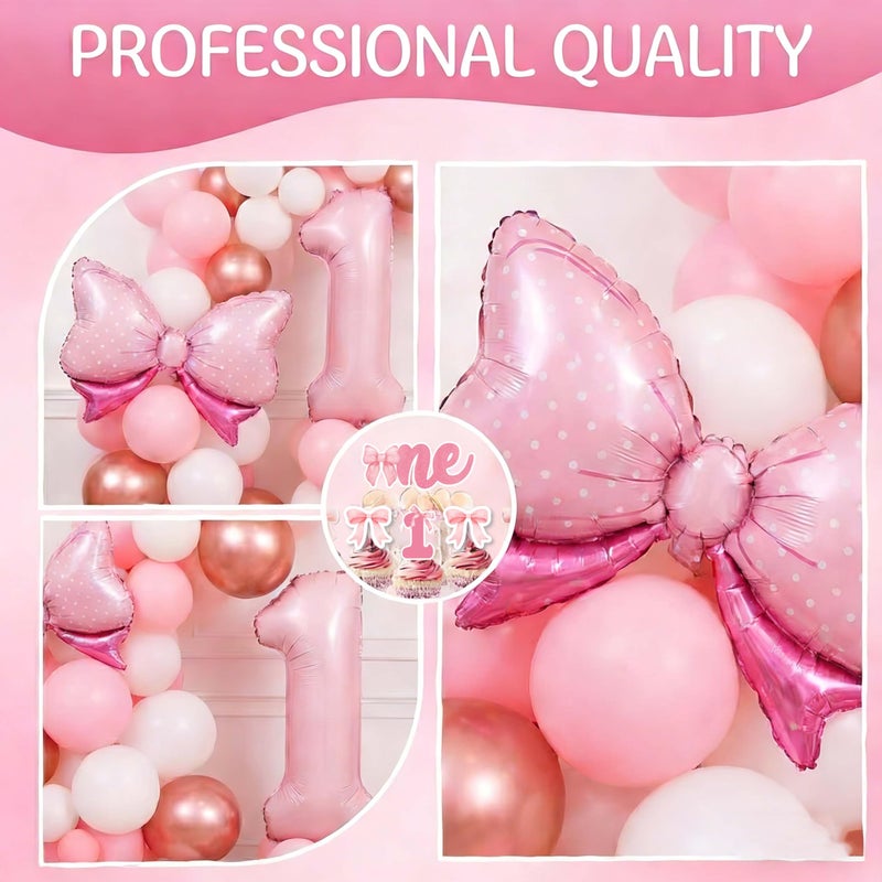 jenlion Butterfly 1st Birthday Decorations for Girl - 134Pcs Purple Pink Butterfly First Birthday Party Supplies with 5ft Backdrop, 32" Butterfly Foil Balloons, Balloon Boxes, Tablecloth, Highchair Banner - Image 5