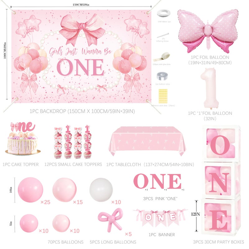 jenlion Butterfly 1st Birthday Decorations for Girl - 134Pcs Purple Pink Butterfly First Birthday Party Supplies with 5ft Backdrop, 32" Butterfly Foil Balloons, Balloon Boxes, Tablecloth, Highchair Banner - Image 2