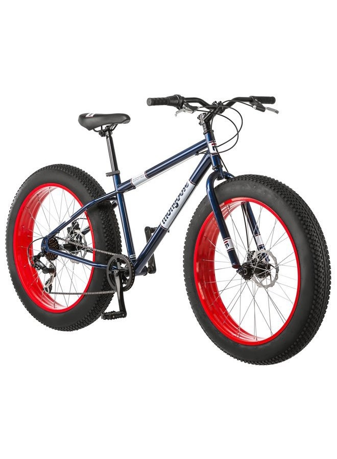 Mongoose Dolomite Mens Fat Tire Mountain Bike, 26-inch Wheels, 4-Inch Wide Knobby Tires, 7-Speed, Steel Frame, Front and Rear Brakes, Navy Blue - Image 1