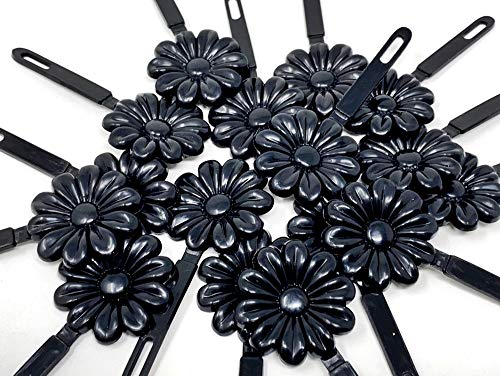 Tara Girls Self Hinge Plastic Flower Hair Barrettes 18 Pieces Selection (Black) - Image 2