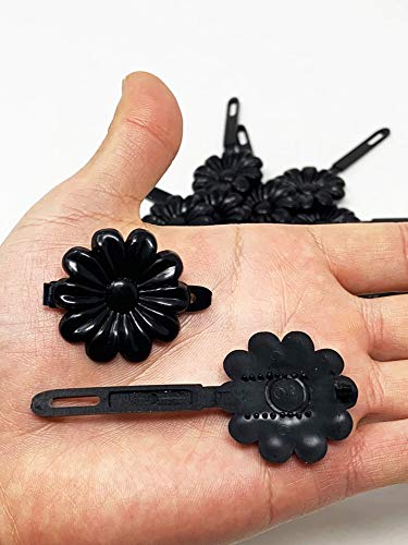 Tara Girls Self Hinge Plastic Flower Hair Barrettes 18 Pieces Selection (Black) - Image 3