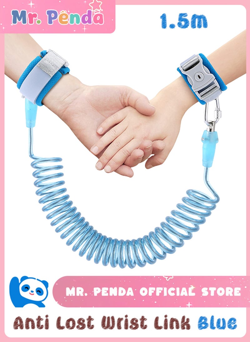 Mr. Penda 1.5m Toddler Leash, Kid Leash Anti Lost Wrist Link with Key Lock, Upgraded Baby Leash with Safety Wristband Rope for Babies Toddlers Child Kids (Blue) - Image 1