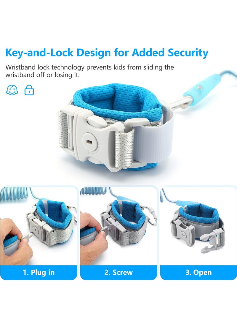 Mr. Penda 1.5m Toddler Leash, Kid Leash Anti Lost Wrist Link with Key Lock, Upgraded Baby Leash with Safety Wristband Rope for Babies Toddlers Child Kids (Blue) - Image 3