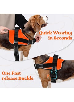 Rabbitgoo rabbitgoo Dog Harness Medium Sized, Easy On Pet Vest with One Buckle, No Pull Adjustable Service Harness with D-Ring & Handle, Reflective for Safety Walking, Training, Orange, M  - Image 2